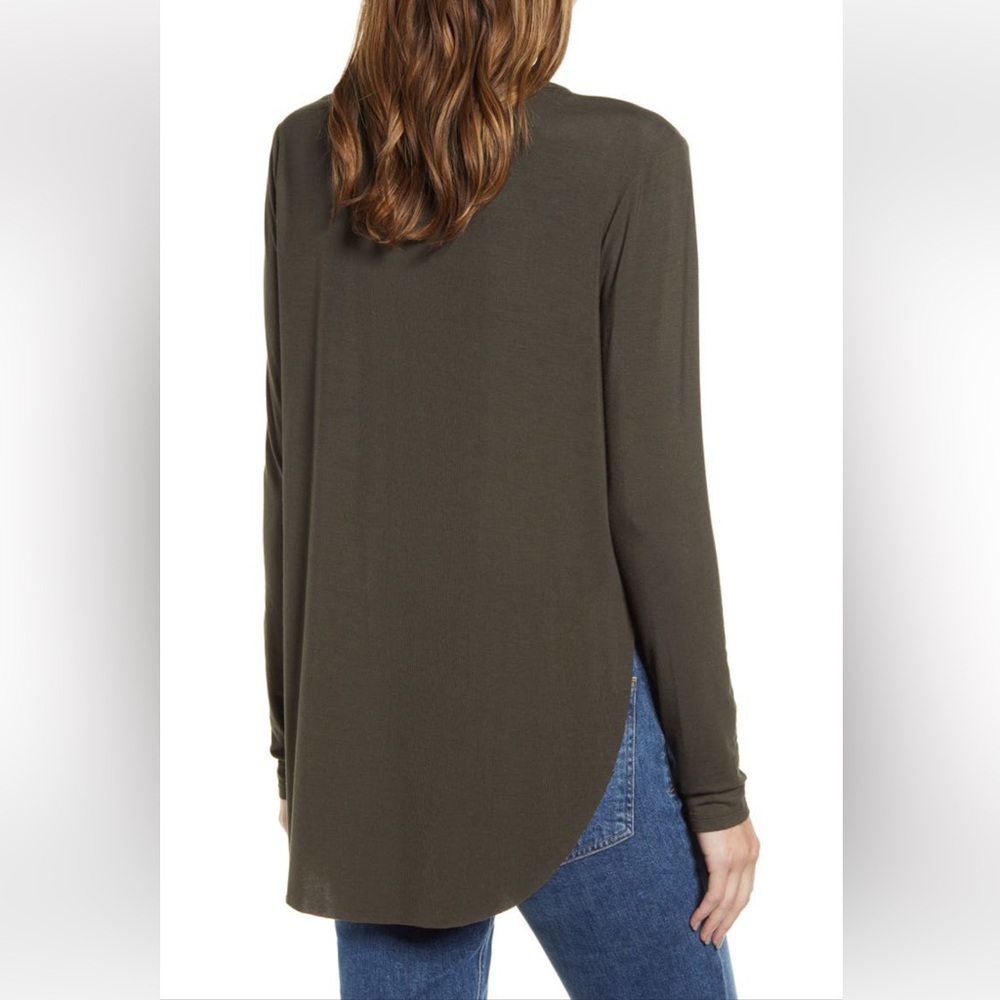 Halogen Olive Long Sleeve V-Neck Top